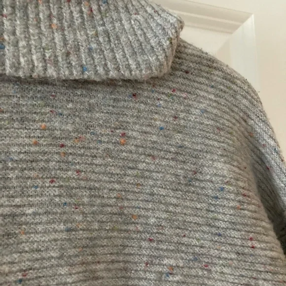 LOFT small sweater gray cowl neck ribbed - Picture 10 of 12